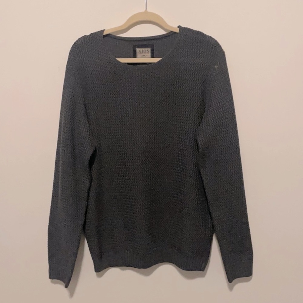 Men’s Xios Charcoal Grey Waffle Knit Sweater